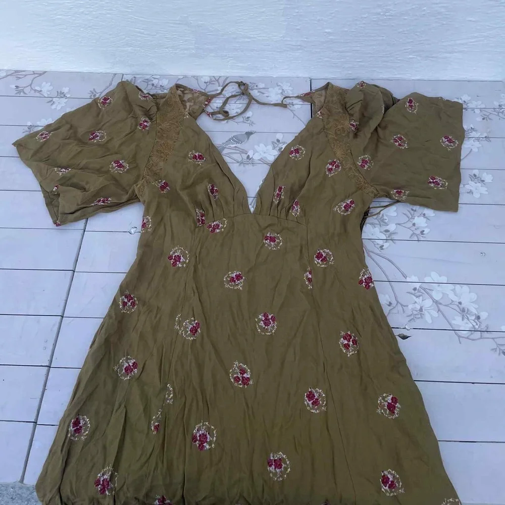 Free People Tan Floral Mini Dress